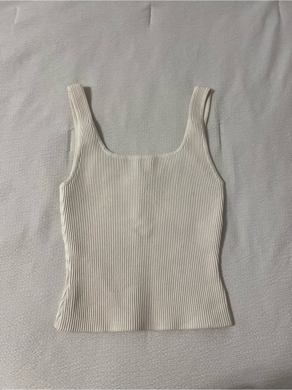 Babaton Ribbed Square-Neck Tank Top - Cream